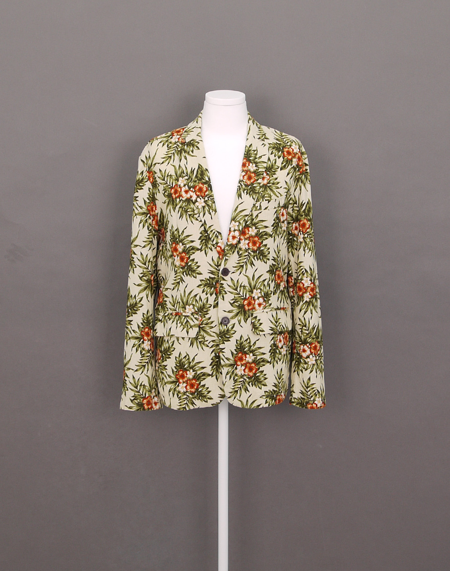 BROWNY VINTAGE Linen Blend Floral Jacket